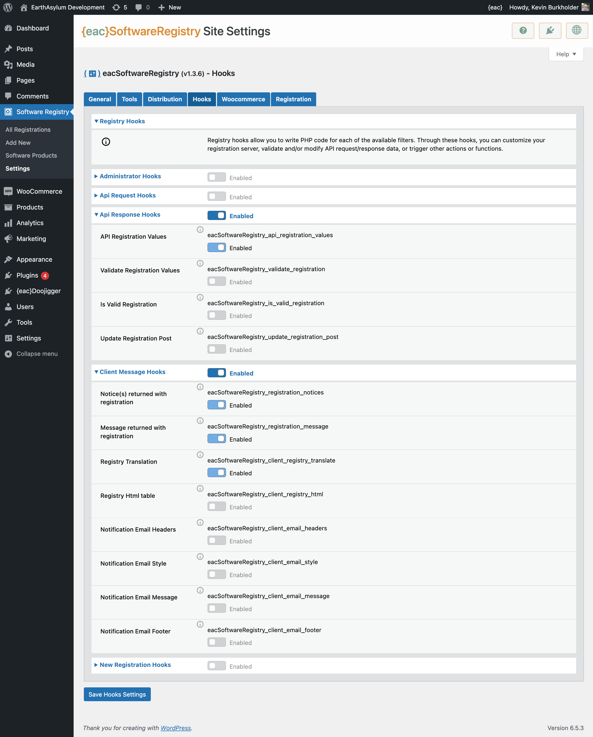 {eac}SoftwareRegistry Hooks