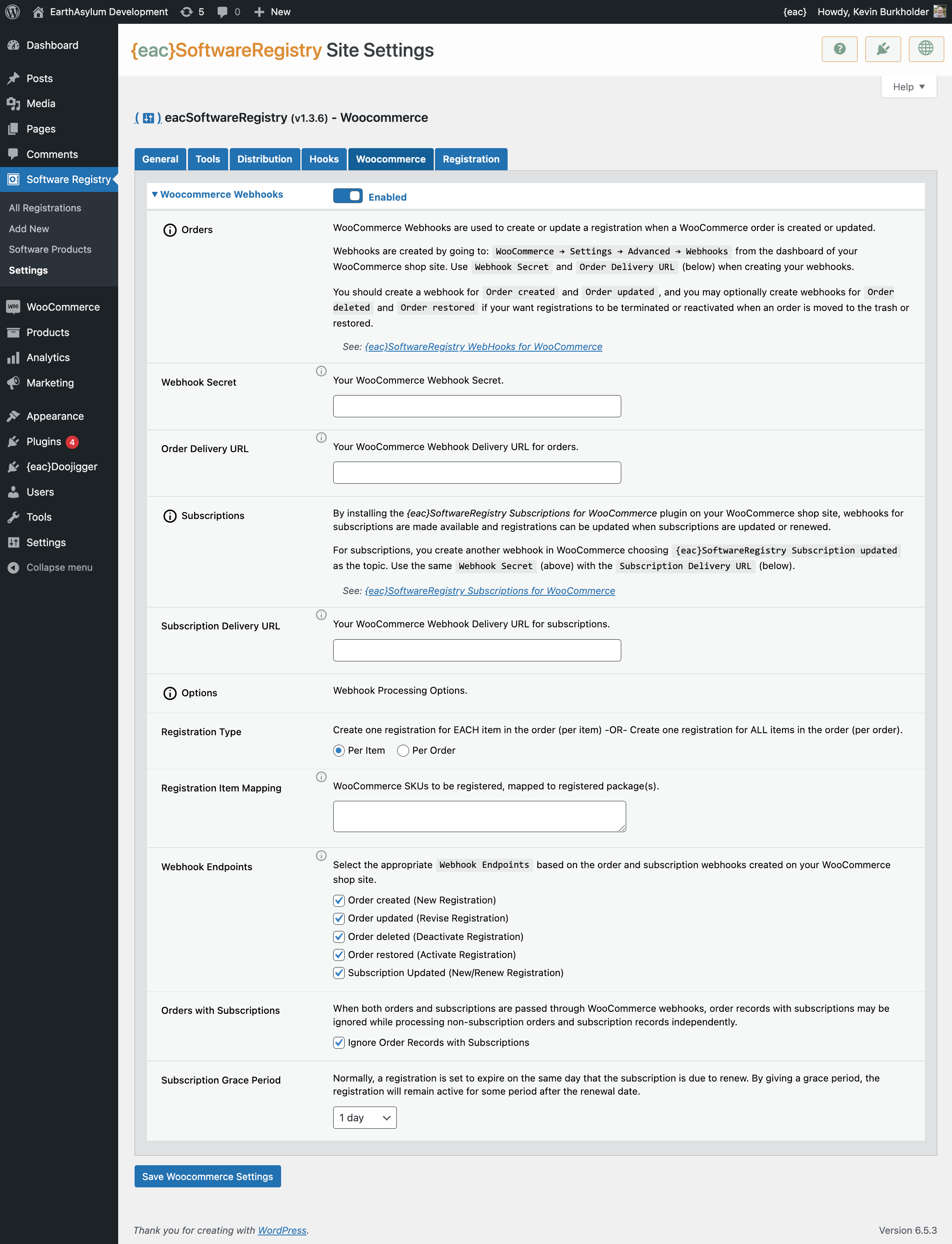 {eac}SoftwareRegistry Woocommerce